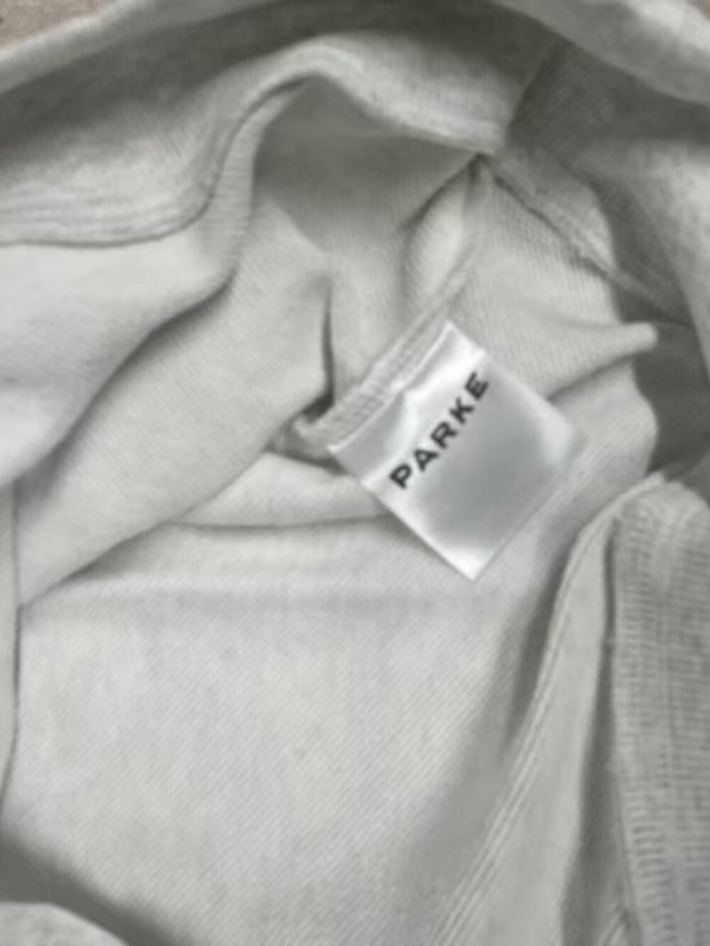 PARKE Mock Neck Sweatshirt Heather Gray Embroidered Flag Logo - Picture 4 of 8